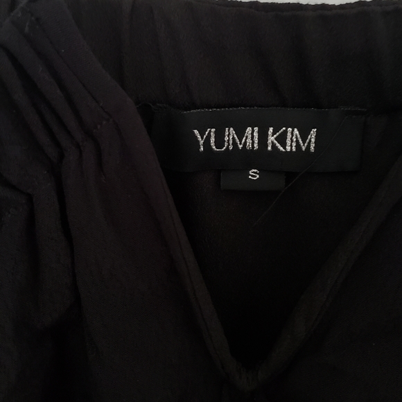 YUMI KIM jet black deep V tiered sheath midi dress - Picture 9 of 10